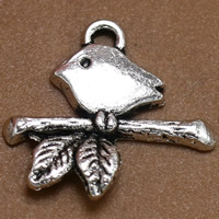 Zinc Alloy Animal Pendants Bird antique silver color plated lead & cadmium free Approx 1.5mm Sold By Bag