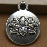 Zinc Alloy Flat Round Pendants antique silver color plated lead & cadmium free Approx 1.5mm Sold By Bag