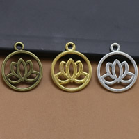 Tibetan Style Flower Pendants, Lotus, plated, more colors for choice, lead & cadmium free, 24x20mm, Hole:Approx 1.5mm, 100PCs/Bag, Sold By Bag