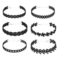 Tattoo Choker Necklace Velveteen Cord iron lobster clasp with 3.93inch extender chain silver color plated & for woman nickel lead & cadmium free Sold Per Approx 11 Inch Strand