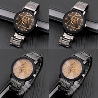 Unisexe Armbanduhr, Zinklegierung, mit Glas, plattiert, verschiedene Stile für Wahl, keine, frei von Nickel, Blei & Kadmium, verkauft von PC