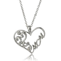 Zinc Alloy Jewelry Necklace with iron chain Heart word mom platinum color plated Mother Day Jewelry & oval chain & for woman & with rhinestone lead & cadmium free Length Approx 17.5 Inch Sold By Bag