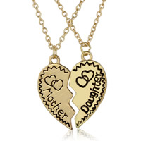 Zinc Alloy Puzzle Necklace with iron chain Heart gold color plated Mother Day Jewelry & oval chain & with letter pattern & for woman & enamel lead & cadmium free Length Approx 17.5 Inch Sold By Bag