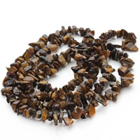 Tiger Eye Beads, Nuggets, 5-8mm, Hole:Ca. 1.5mm, Ca. 120pc'er/Strand, Solgt Per Ca. 31 inch Strand