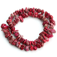 Impression Jaspis Perle, Klumpen, rot, 8-15mm, Bohrung:ca. 1.5mm, ca. 36PCs/Strang, verkauft per ca. 15.5 ZollInch Strang