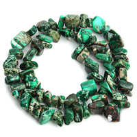 Impression Jaspis Perle, Klumpen, grün, 8-12mm, Bohrung:ca. 1.5mm, ca. 36PCs/Strang, verkauft per ca. 15.5 ZollInch Strang