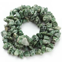 Green Spot Kivihelmilajitelma, Green Spot Stone, Nuggets, 8-12mm, Reikä:N. 1.5mm, N. 76PC/Strand, Myyty Per N. 31 tuuma Strand