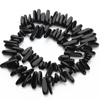 Natürliche schwarze Achat Perlen, Schwarzer Achat, Klumpen, 8-25mm, Bohrung:ca. 1.5mm, ca. 36PCs/Strang, verkauft per ca. 15.5 ZollInch Strang