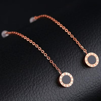 Stainless Steel Thread Through Earrings, with rubber earnut & Acrylic, Flat Round, rose gold color plated, with roman number & for woman, nickel, lead & cadmium free, 52mm, Sold By Pair