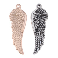 Stainless Steel Pendants, Wing Shape, plated, more colors for choice, 13x39x3mm, Hole:Approx 1mm, Sold By PC