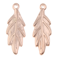 Stainless Steel Pendants, Leaf, rose gold color plated, 9x25x2mm, Hole:Approx 1.5mm, Sold By PC