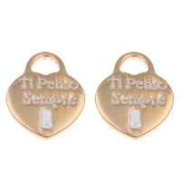 Stainless Steel Pendants, Lock, plated, with letter pattern & two tone, 17x20x2mm, Hole:Approx 6x5mm, Sold By PC