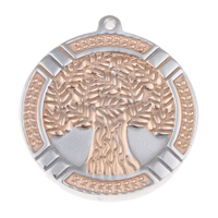 Tree Of Life Pendants Stainless Steel Flat Round plated two tone Approx 1mm Sold By PC