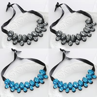 Collar Necklace, Crystal, with Satin Ribbon, faceted, more colors for choice, 40cm, Sold Per Approx 15.5 Inch Strand