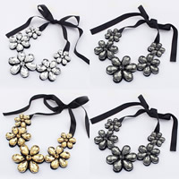 Collar Necklace Crystal with Satin Ribbon Flower faceted 40cm Sold Per Approx 15.5 Inch Strand