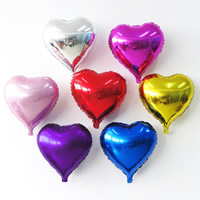 Aluminiumsfolie Ballon, Heart, blandede farver, 45cm, 10pc'er/Bag, Solgt af Bag