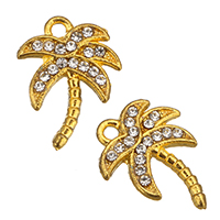 Zinc Alloy Rhinestone Pendants Tree gold color plated with rhinestone nickel lead & cadmium free Approx 2.5mm Sold By Lot