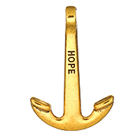 Zinc Alloy Ship Wheel & Anchor Pendant word hope antique gold color plated nickel lead & cadmium free Approx 2.8mm Sold By Lot