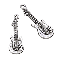 Musical Instrument Shaped Tibetan Style Pendants, Guitar, antique silver color plated, nickel, lead & cadmium free, 11x31x2mm, Hole:Approx 1.5mm, 1000PCs/Lot, Sold By Lot