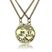 Zinc Alloy Puzzle Friendship Necklace with iron chain Round word best friend antique bronze color plated Unisex & twist oval chain lead & cadmium free Length Approx 17.5 Inch Sold By Bag