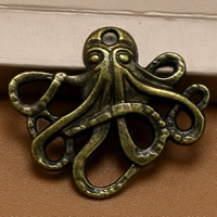 Tibetan Style Animal Pendants, Octopus, antique bronze color plated, lead & cadmium free, 23x21mm, Hole:Approx 1.5mm, 100PCs/Bag, Sold By Bag