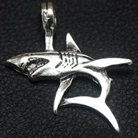 Zinc Alloy Animal Pendants Shark antique silver color plated lead & cadmium free Approx 1.5mm Sold By Bag
