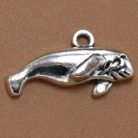 Tibetan Style Animal Pendants, Phoca Vitulina, antique silver color plated, lead & cadmium free, 24x13mm, Hole:Approx 1.5mm, 100PCs/Bag, Sold By Bag