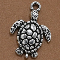 Zinc Alloy Animal Pendants Turtle antique silver color plated lead & cadmium free Approx 1.5mm Sold By Bag