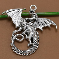 Zinc Alloy Animal Pendants Dragon antique silver color plated lead & cadmium free Approx 1.5mm Sold By Bag