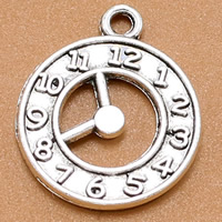 Alliage de zinc horloge pendentifs, Plaqué de couleur d'argent, sans plomb et cadmium, 21x18mm, Trou:Environ 1.5mm, 100PC/sac, Vendu par sac