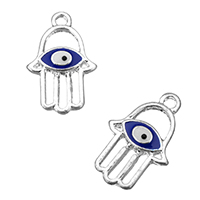 Zinc Alloy Hamsa Pendants silver color plated Islamic jewelry & enamel & hollow nickel lead & cadmium free Approx 1.9mm Sold By Lot