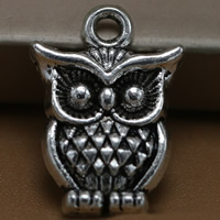 Tibetan Style Animal Pendants, Owl, antique silver color plated, lead & cadmium free, 18x12mm, Hole:Approx 2mm, 100PCs/Bag, Sold By Bag