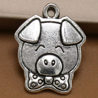Tibetan Style Animal Pendants, Pig, antique silver color plated, lead & cadmium free, 20x16mm, Hole:Approx 2mm, 100PCs/Bag, Sold By Bag