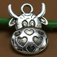 Tibetan Style Animal Pendants, Cow, antique silver color plated, lead & cadmium free, 16x12mm, Hole:Approx 2mm, 100PCs/Bag, Sold By Bag