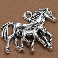Tibetan Style Animal Pendants, Horse, antique silver color plated, lead & cadmium free, 30x22mm, Hole:Approx 2mm, 100PCs/Bag, Sold By Bag