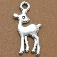 Tibetan Style Animal Pendants, Deer, antique silver color plated, lead & cadmium free, 21x10mm, Hole:Approx 2mm, 100PCs/Bag, Sold By Bag