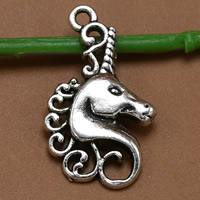 Tibetan Style Animal Pendants, Horse, antique silver color plated, lead & cadmium free, 26x15mm, Hole:Approx 2mm, 100PCs/Bag, Sold By Bag
