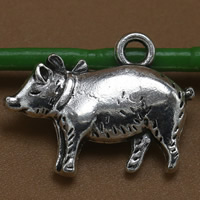 Tibetan Style Animal Pendants, Pig, antique silver color plated, lead & cadmium free, 21x14mm, Hole:Approx 2mm, 100PCs/Bag, Sold By Bag