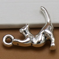 Tibetan Style Animal Pendants, Cat, antique silver color plated, lead & cadmium free, 19x16mm, Hole:Approx 2mm, 100PCs/Bag, Sold By Bag
