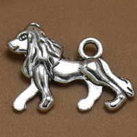 Tibetan Style Animal Pendants, Lion, antique silver color plated, lead & cadmium free, 18x14mm, Hole:Approx 2mm, 100PCs/Bag, Sold By Bag