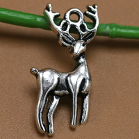 Tibetan Style Animal Pendants, Deer, antique silver color plated, lead & cadmium free, 27x13mm, Hole:Approx 2mm, 100PCs/Bag, Sold By Bag