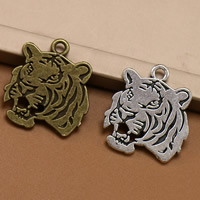 Tibetan Style Animal Pendants, Tiger, plated, more colors for choice, 27x24mm, Hole:Approx 2mm, 100PCs/Bag, Sold By Bag