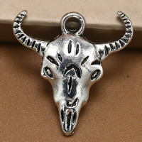 Tibetan Style Animal Pendants, Bull, antique silver color plated, 21x20mm, Hole:Approx 2mm, 100PCs/Bag, Sold By Bag