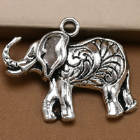 Zinc Alloy Animal Pendler, Elephant, antik sølv farve forgyldt, 32x17mm, Hole:Ca. 2mm, 100pc'er/Bag, Solgt af Bag