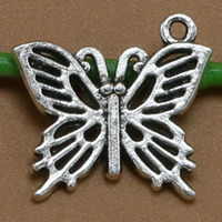 Tibetan Style Animal Pendants, Butterfly, antique silver color plated, 20x20mm, Hole:Approx 2mm, 100PCs/Bag, Sold By Bag