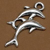 Tibetan Style Animal Pendants, Dolphin, antique silver color plated, 26x18mm, Hole:Approx 2mm, 100PCs/Bag, Sold By Bag