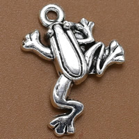 Tibetan Style Animal Pendants, Frog, antique silver color plated, 19x18mm, Hole:Approx 2mm, 100PCs/Bag, Sold By Bag