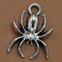 Tibetan Style Animal Pendants, Spider, antique silver color plated, 18x14mm, Hole:Approx 2mm, 100PCs/Bag, Sold By Bag