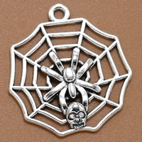 Tibetan Style Animal Pendants, Spider Web, antique silver color plated, 30x27mm, Hole:Approx 2mm, 100PCs/Bag, Sold By Bag