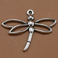 Tibetan Style Animal Pendants, Dragonfly, antique silver color plated, 32x27mm, Hole:Approx 2mm, 100PCs/Bag, Sold By Bag